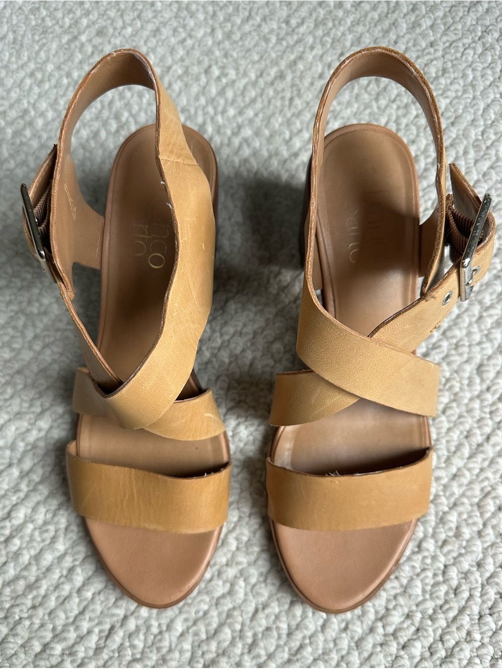 Women's Franco Sarto light tan Leather Slingback Sandals